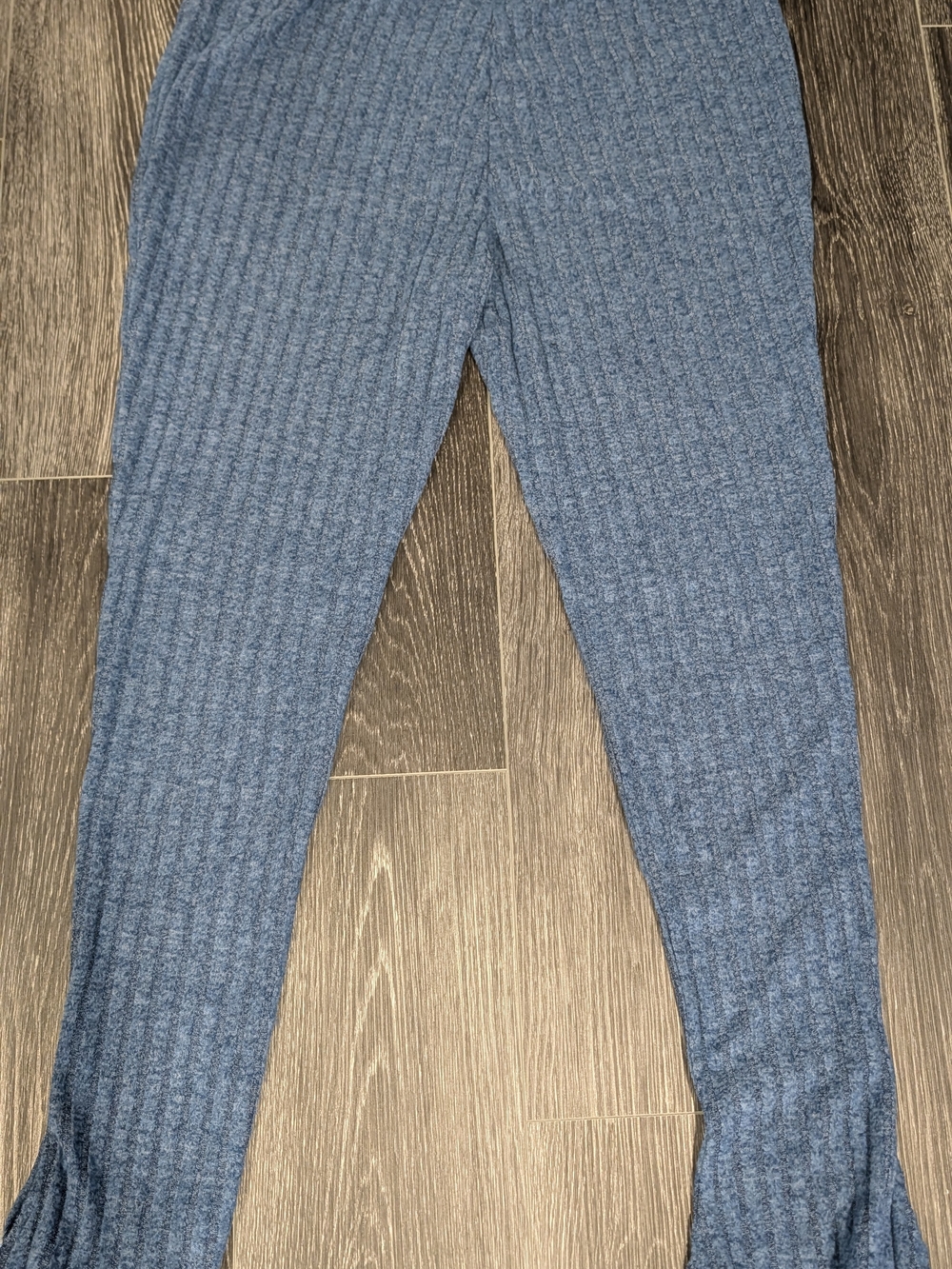Ribbed Knit Pants in Denim Blue